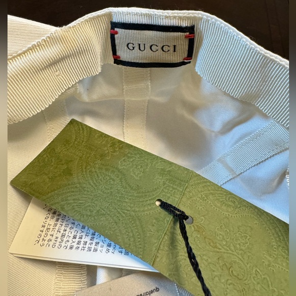 New Gucci GG Logo White Green Baseball Hat Size L - Picture 10 of 12